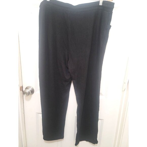Weekends by Chicos Plus Size Black Relaxed Fit Drawstring Lounge Pants Size 3XL - Picture 3 of 11